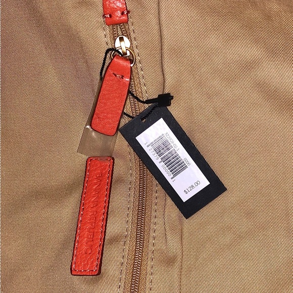 Banana Republic Orange braided leather bag w/chain strap & pockets Re $128 NEW - Picture 4 of 15